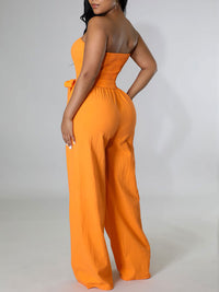 Strapless Belted Jumpsuit--Clearance