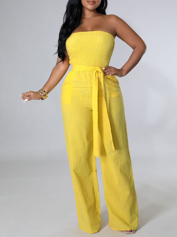 Strapless Belted Jumpsuit--Clearance