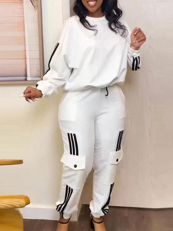 Side-Stripe Sweatshirt & Cargo Pants Set