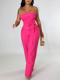 Strapless Belted Jumpsuit--Clearance