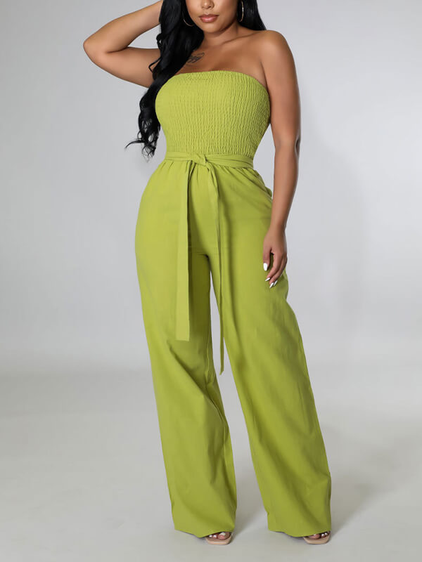 Strapless Belted Jumpsuit--Clearance