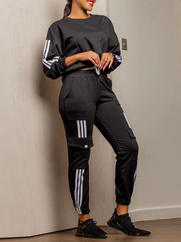 Side-Stripe Sweatshirt & Cargo Pants Set