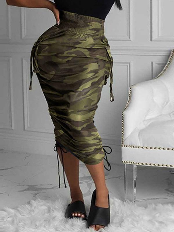 Camo Drawstring Skirt--Clearance