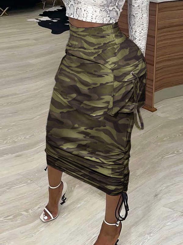 Camo Drawstring Skirt--Clearance