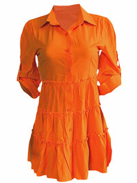 Solid Button-Front Ruffle Dress--Clearance