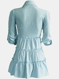 Solid Button-Front Ruffle Dress--Clearance