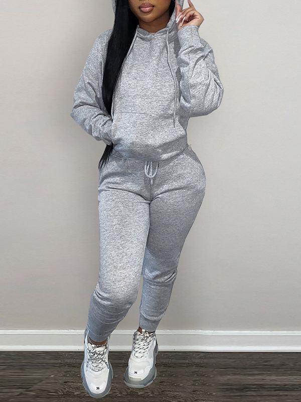 Solid Hoodie & Pants Set--Clearance