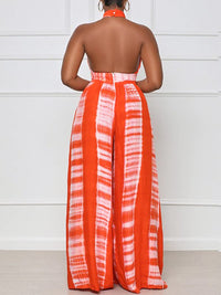 Printed Halter Wide-Leg Jumpsuit--Clearance