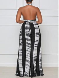 Printed Halter Wide-Leg Jumpsuit--Clearance