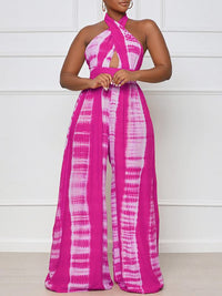 Printed Halter Wide-Leg Jumpsuit--Clearance