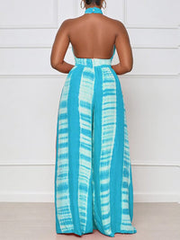 Printed Halter Wide-Leg Jumpsuit--Clearance