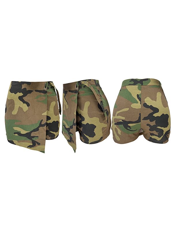 Draped Camo Shorts--Clearance