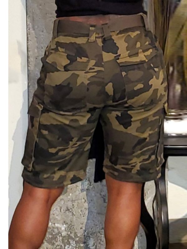 Drawstring Camo Cargo Shorts--Clearance