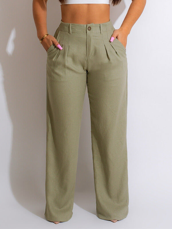 Solid Straight-Leg Pants--Clearance