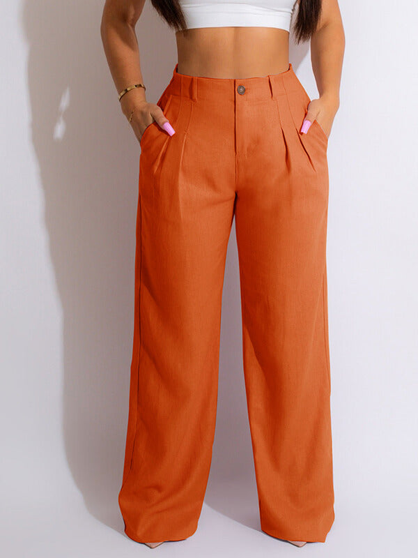 Solid Straight-Leg Pants--Clearance