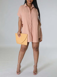 Solid Slit Shirt & Shorts Set--Clearance