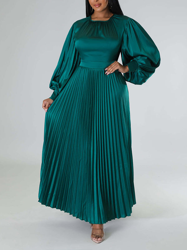 Solid Pleated Dress--Clearance