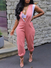 Two-Tone Button-Front Jumpsuit--Clearance