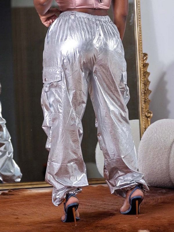 Metallic Cargo Pants--Clearance