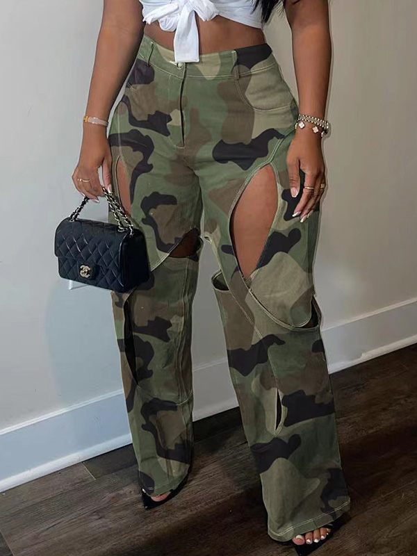 Camo Cutout Pants--Clearance