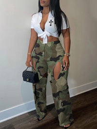 Camo Cutout Pants--Clearance