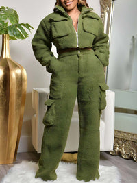 Fleece Jacket & Cargo Pants Set