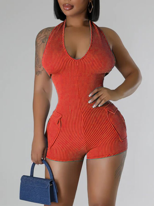 Halter Cargo Romper--Clearance