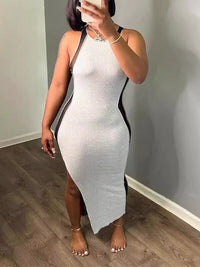 Indiebeautie Ribbed Sleeveless Slit Dress