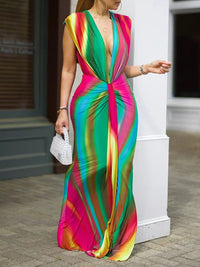 Indiebeautie Printed Plunge Maxi Dress