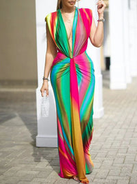 Indiebeautie Printed Plunge Maxi Dress