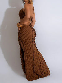 Indiebeautie Frilled Halter Maxi Dress