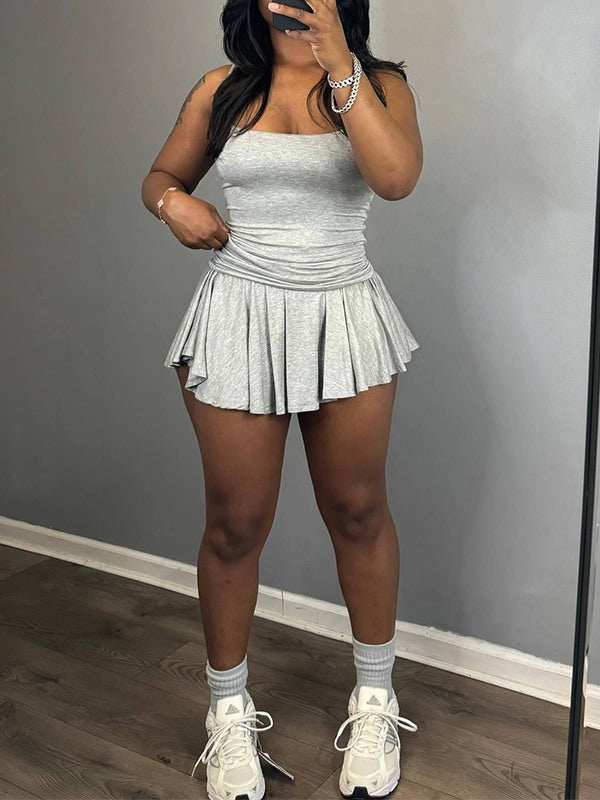 Solid Cami Top & Skirt Set