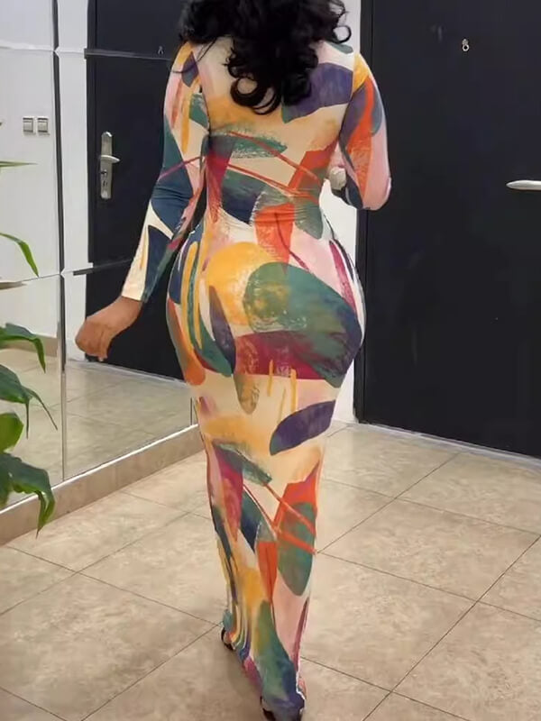 Printed Cutout Maxi Dress