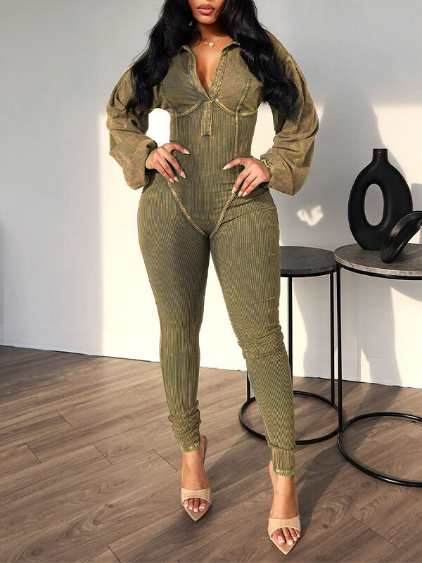 Indiebeautie Washed V-Neck Jumpsuit