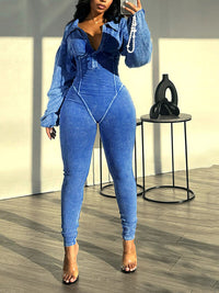 Indiebeautie Washed V-Neck Jumpsuit