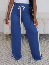 Indiebeautie Side-Stripe Wide-Leg Pants