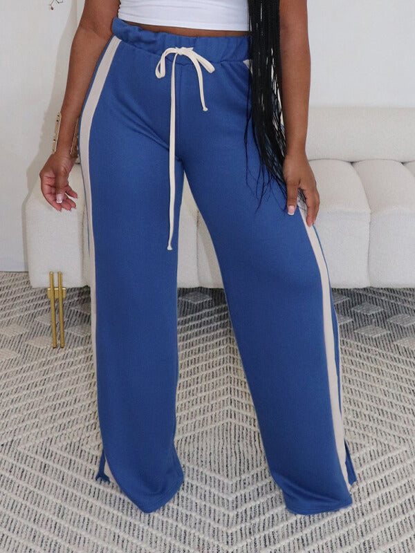 Indiebeautie Side-Stripe Wide-Leg Pants