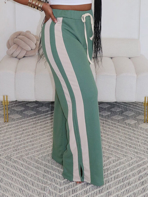 Indiebeautie Side-Stripe Wide-Leg Pants