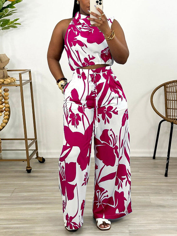 Printed Tank Top & Wide-Leg Pants Set