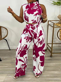 Printed Tank Top & Wide-Leg Pants Set