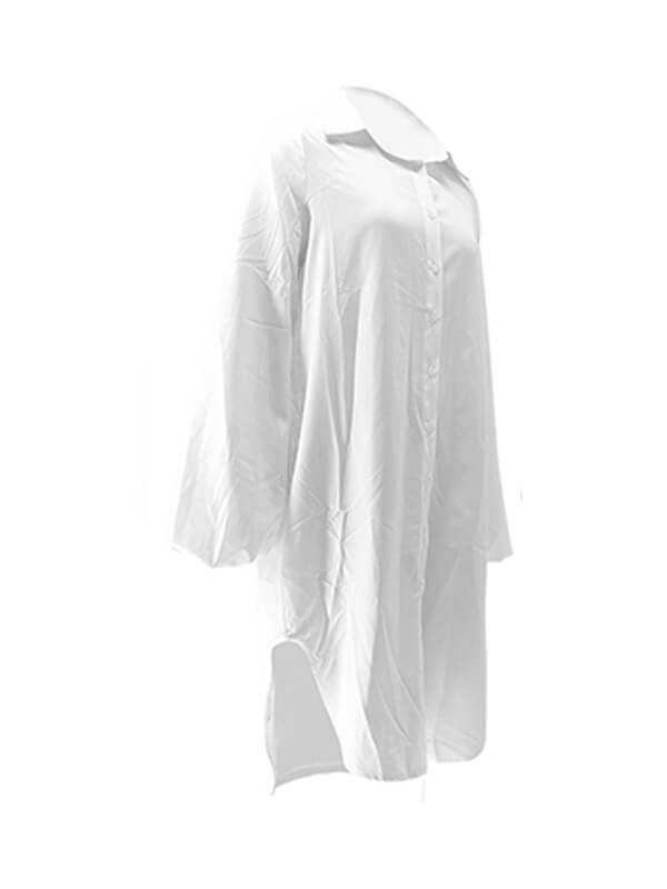 Solid Puff-Sleeve Shirt Dress