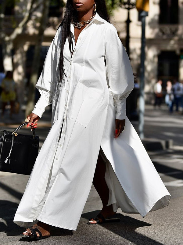 Side-Slit Shirt Dress