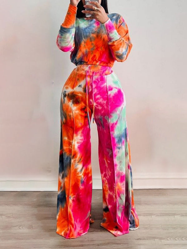 Printed Top & Wide-Leg Pants Set