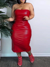 Indiebeautie Faux-Leather Strapless Dress