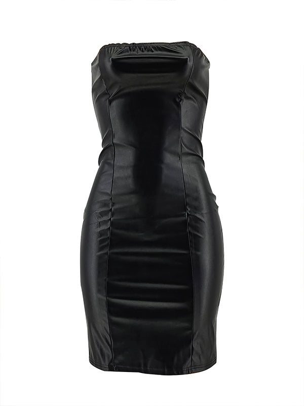 Indiebeautie Faux-Leather Strapless Dress