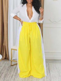 Two-Tone Wide-Leg Pants