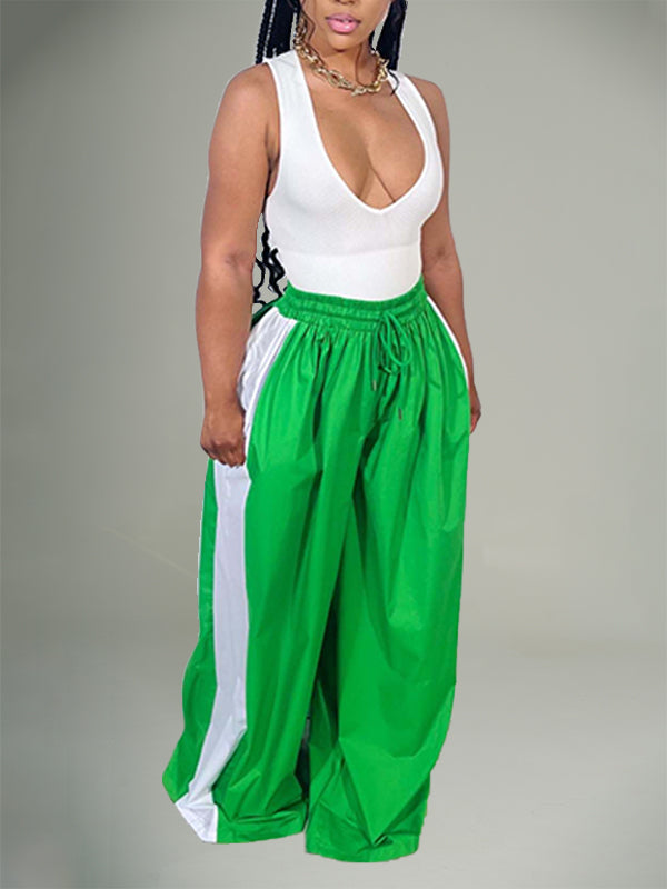 Two-Tone Wide-Leg Pants