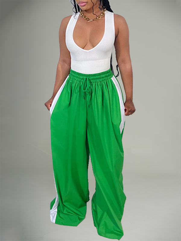 Two-Tone Wide-Leg Pants