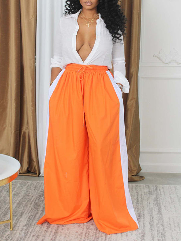 Two-Tone Wide-Leg Pants