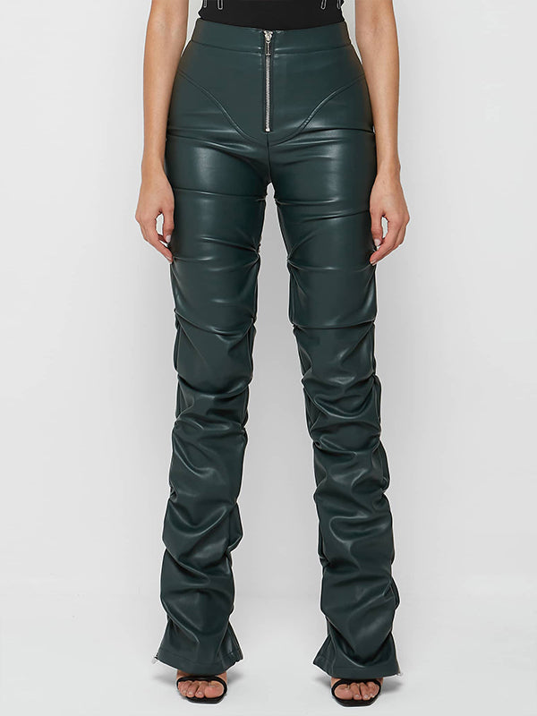 Faux Leather Ruched Pants